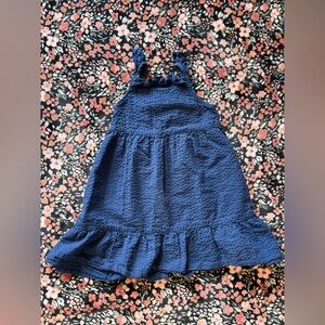 Blue Textured Sleeveless Dress